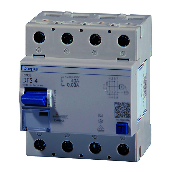 Residual current circuit-breakers DFS 4 A, four-pole<br/>Residual current circuit-breakers DFS 4 A, four-pole