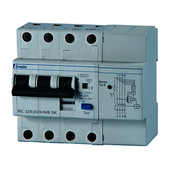 RCCB with overcurrent protection FIB Type B  SK, 3+N-pole<br/>RCCB with overcurrent protection FIB Type B  SK, 3+N-pole